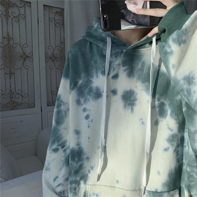 Tie-dyed national tide hooded sweater