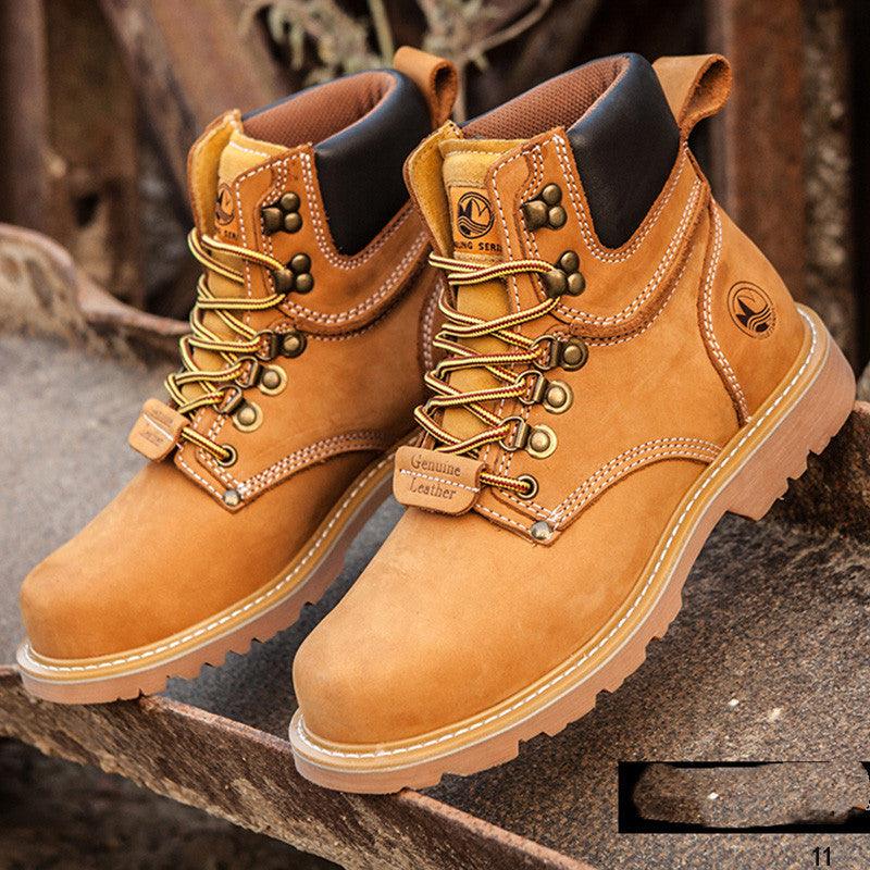 High-Top Tooling Leather Boots Wild Couple Boots - WOMONA.COM