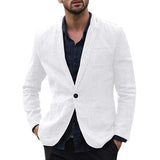 autumn Solid for Men Cotton Thin Suits Blazers Jacket coa - WOMONA.COM