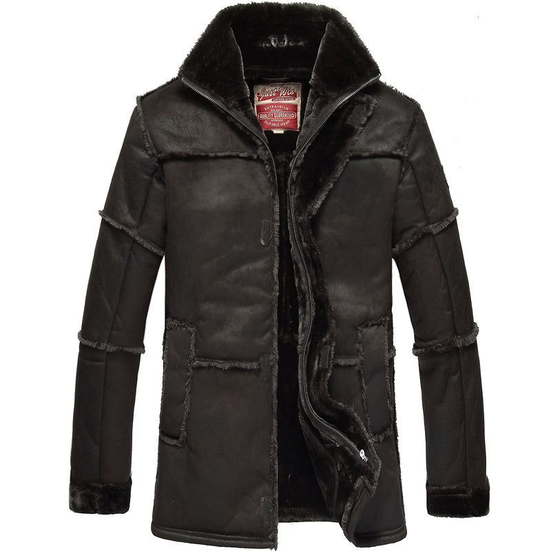 Mid-length Leather Jacket One Coat For Men - WOMONA.COM