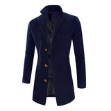 Men's fashion mid-length coat simple solid color trench coat - WOMONA.COM