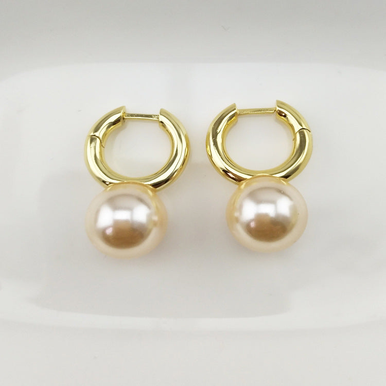 brass glass pearl earrings - WOMONA.COM