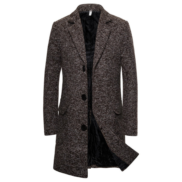 Woolen coat men's single-breasted men's woolen trench coat - WOMONA.COM
