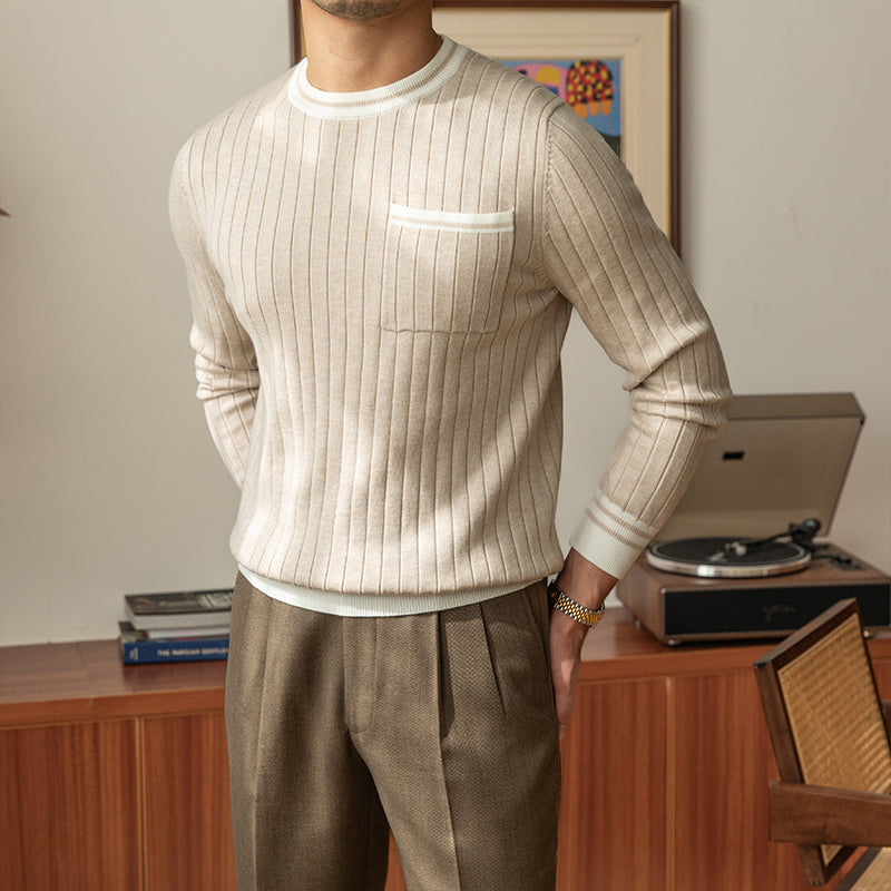 Crew Neck Long Sleeve Sweater Pullover - WOMONA.COM