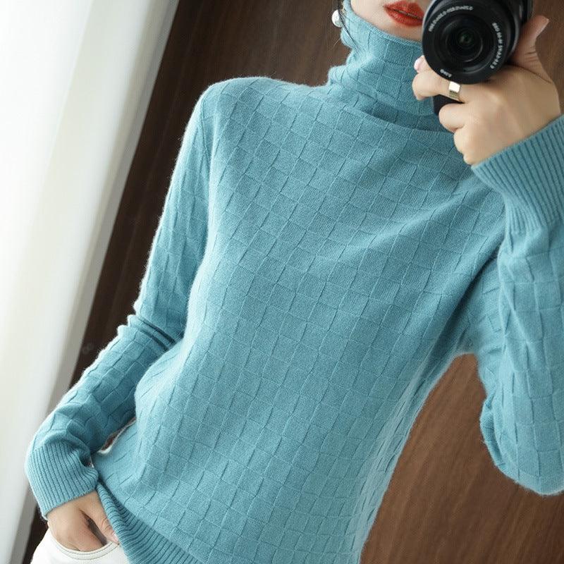 Jacquard Sweater Fashion Solid Color Blouse For Women - WOMONA.COM