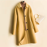 Mid-length women's woolen coat trench coat - WOMONA.COM