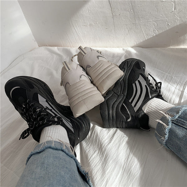 Platform Reflective Sneakers - WOMONA.COM