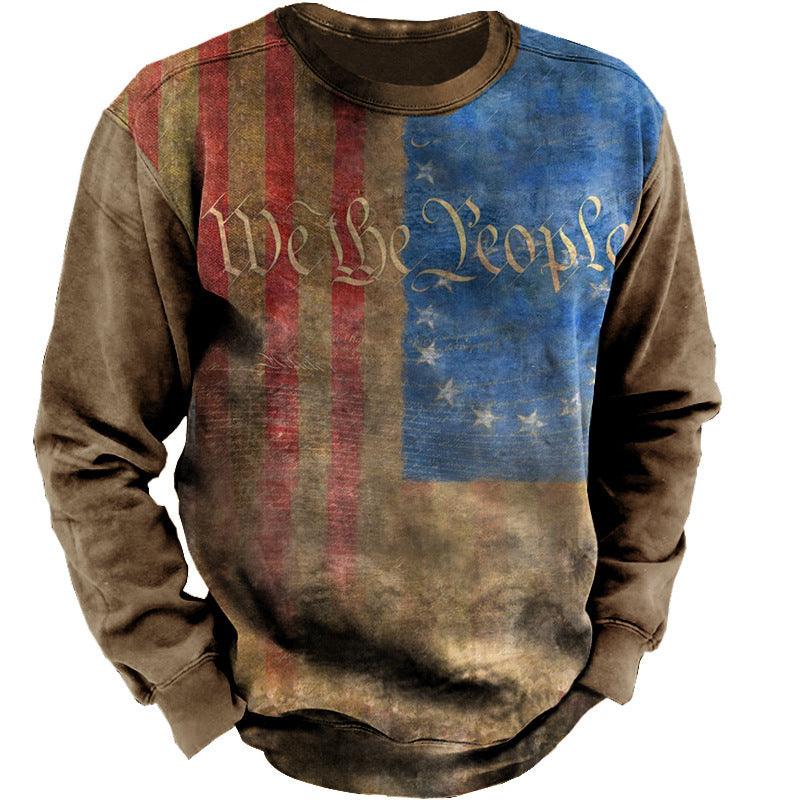 Crewneck Sweater Vintage Print Men - WOMONA.COM