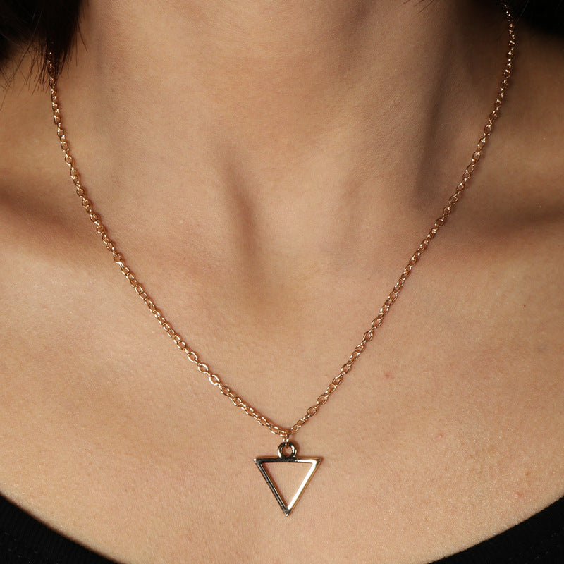 Women's necklace geometric triangle pendant necklace - WOMONA.COM