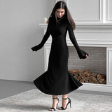 Women's Knitted Tight Fitting Dress - WOMONA.COM