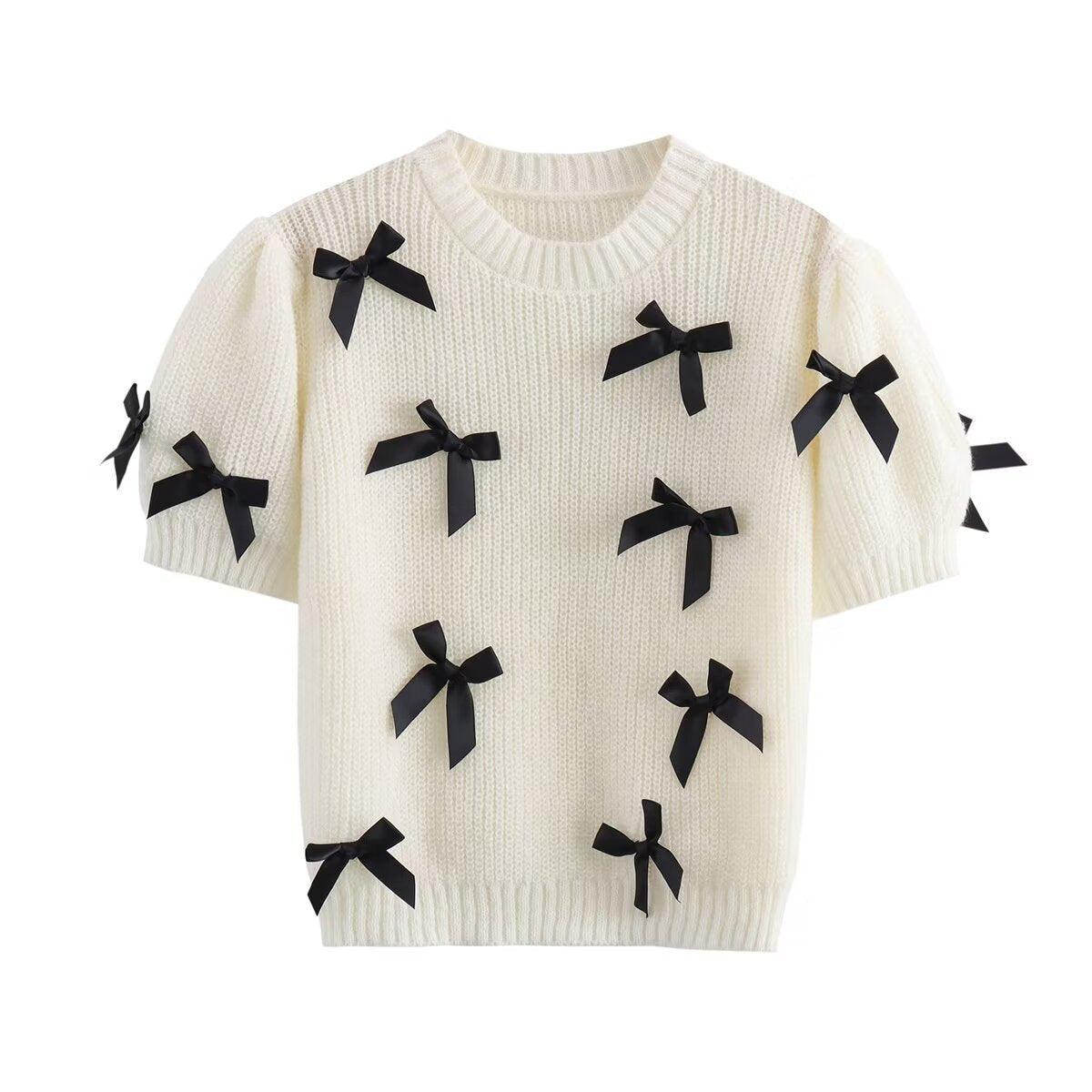 Women's Street Fashion Bowknot Short Sleeve - WOMONA.COM