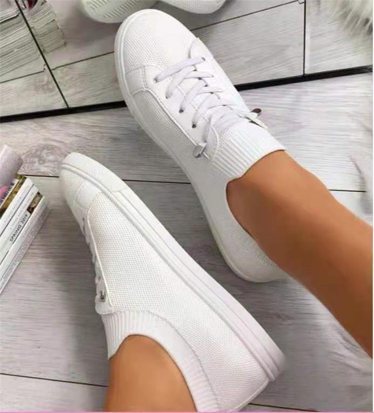 Flat Lace-Up Fly Woven Mesh Breathable Shoes - WOMONA.COM