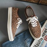 Low-Top Leopard Leather Casual Vintage British Sneakers - WOMONA.COM