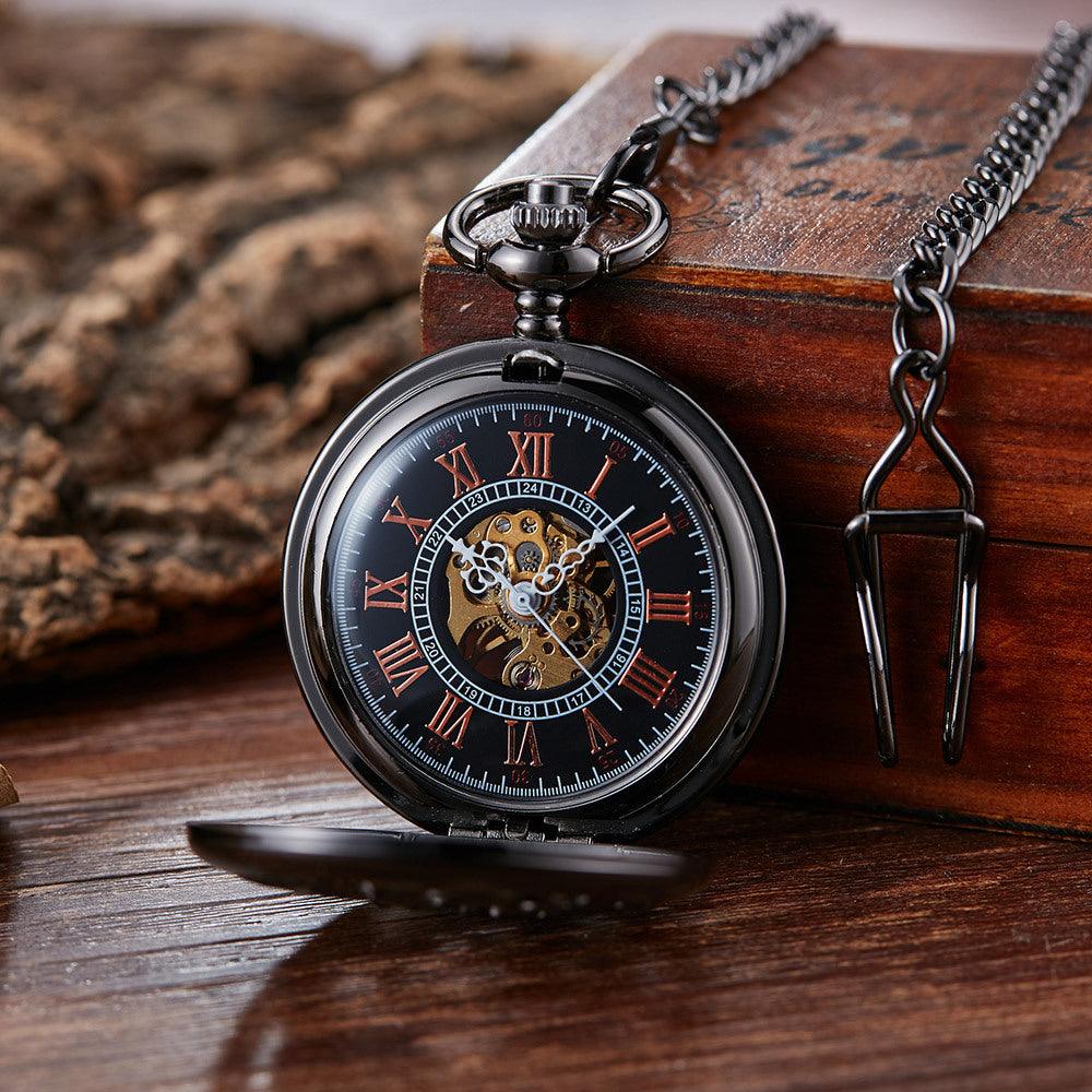 Hollow Relief Mechanical Large Pocket Watch - WOMONA.COM