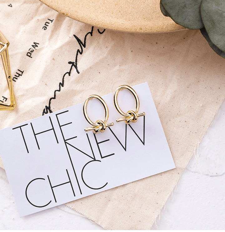 Gold-Tone Oval Knot Stud Earrings