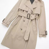 European, American And French Style Double Row Ornament Belt Trench Coat