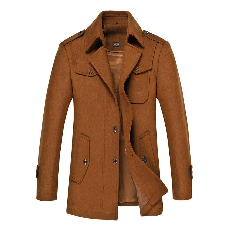 Woolen Coat Men's Slim Trench Coat Thickened Wool - WOMONA.COM