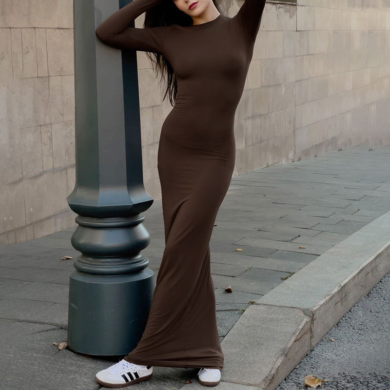 Hip Wrapped Slimming Commuting Long Dress For Women - WOMONA.COM