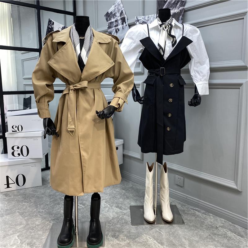 British style texture all-match over-the-knee coat