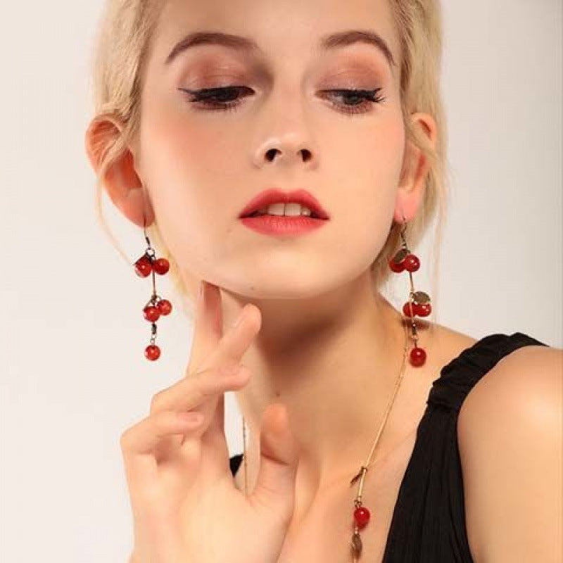 Small cherry pendant earrings - WOMONA.COM