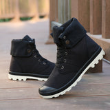 Men High-top Lace Up Canvas Sneakers - WOMONA.COM