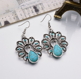 Vintage Peacock Turquoise Earrings - WOMONA.COM