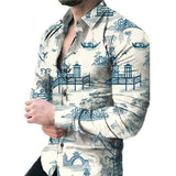 Men's Casual Long Sleeved Large Floral Shirt - WOMONA.COM