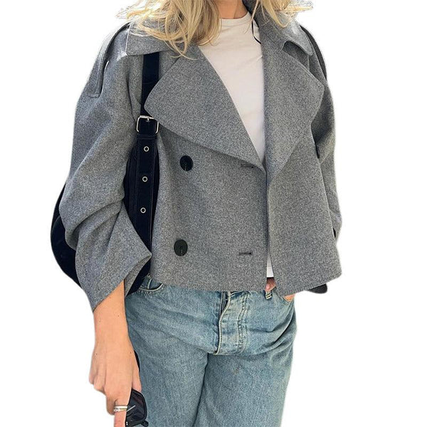 Jacke Mantel Wolle Locker Kurz Chic