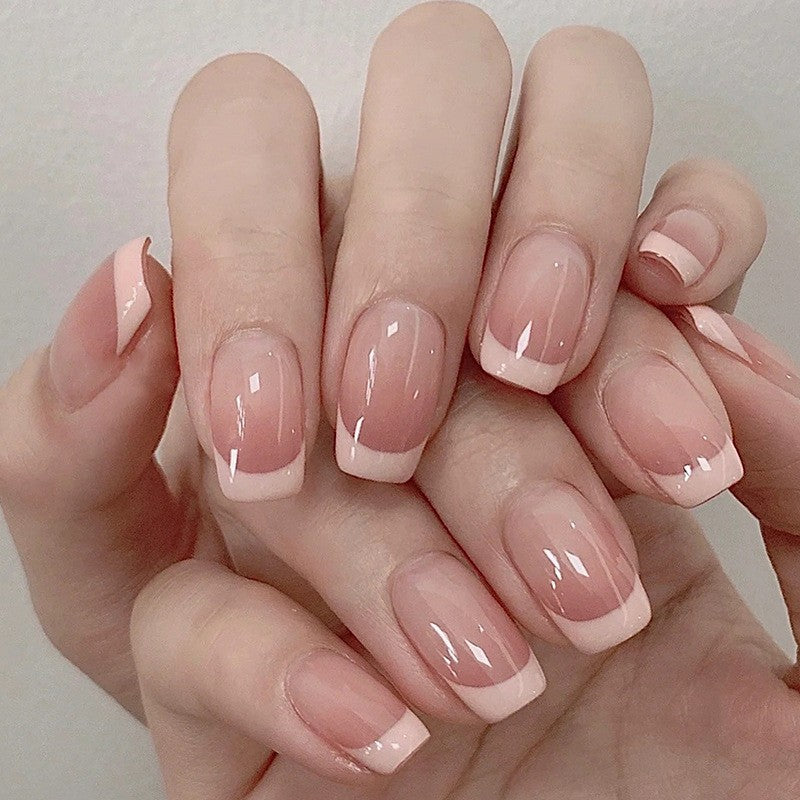 Oblique French Simple Wearing Manicure Finished Fake Nails - WOMONA.COM