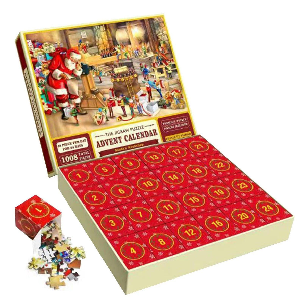 24 Grid Christmas Advent Calendar 1008 Pieces Christmas Puzzle - WOMONA.COM