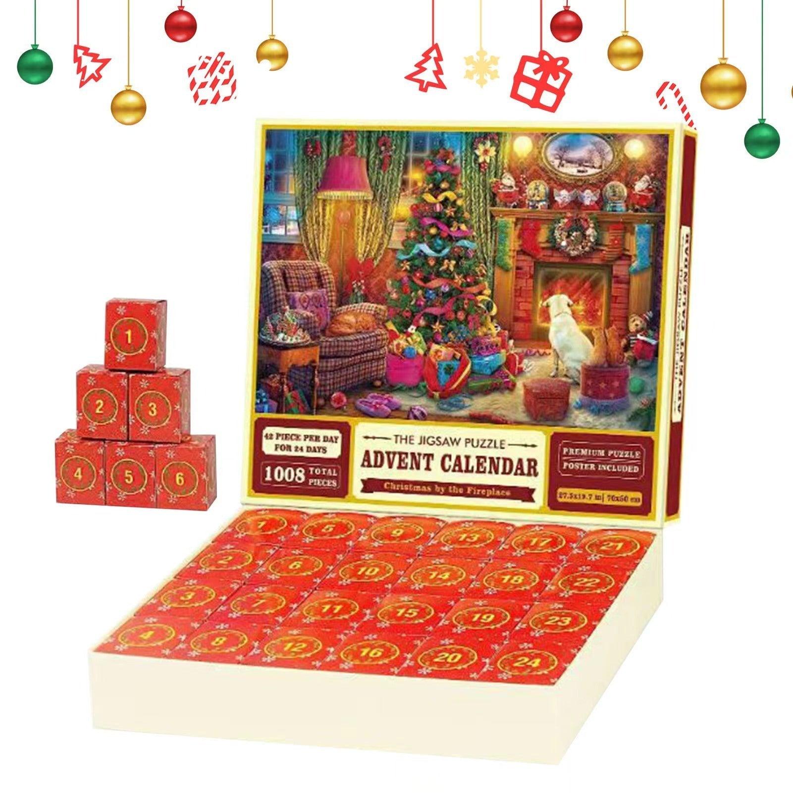 24 Grid Christmas Advent Calendar 1008 Pieces Christmas Puzzle - WOMONA.COM