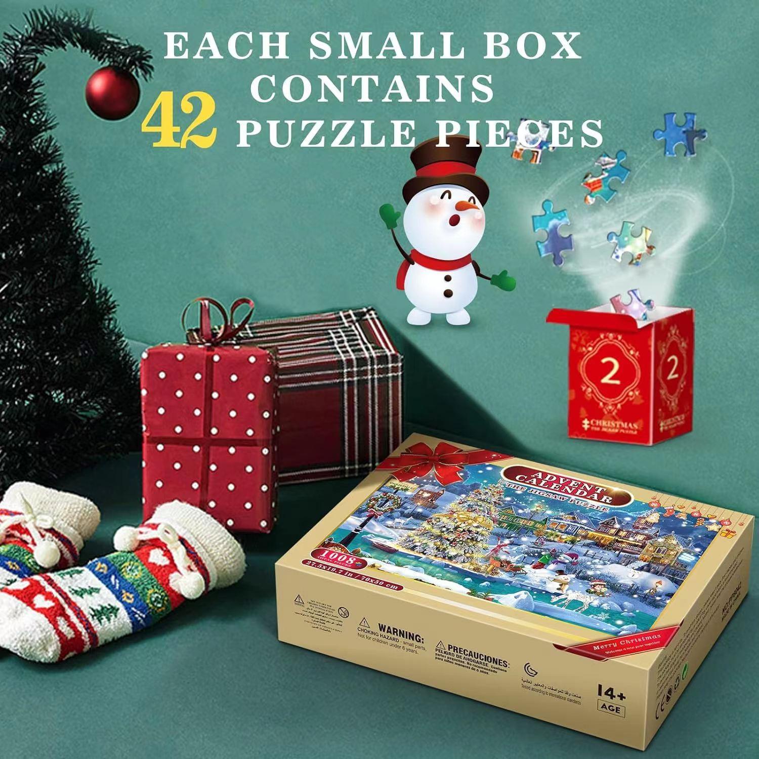 24 Grid Christmas Advent Calendar 1008 Pieces Christmas Puzzle - WOMONA.COM