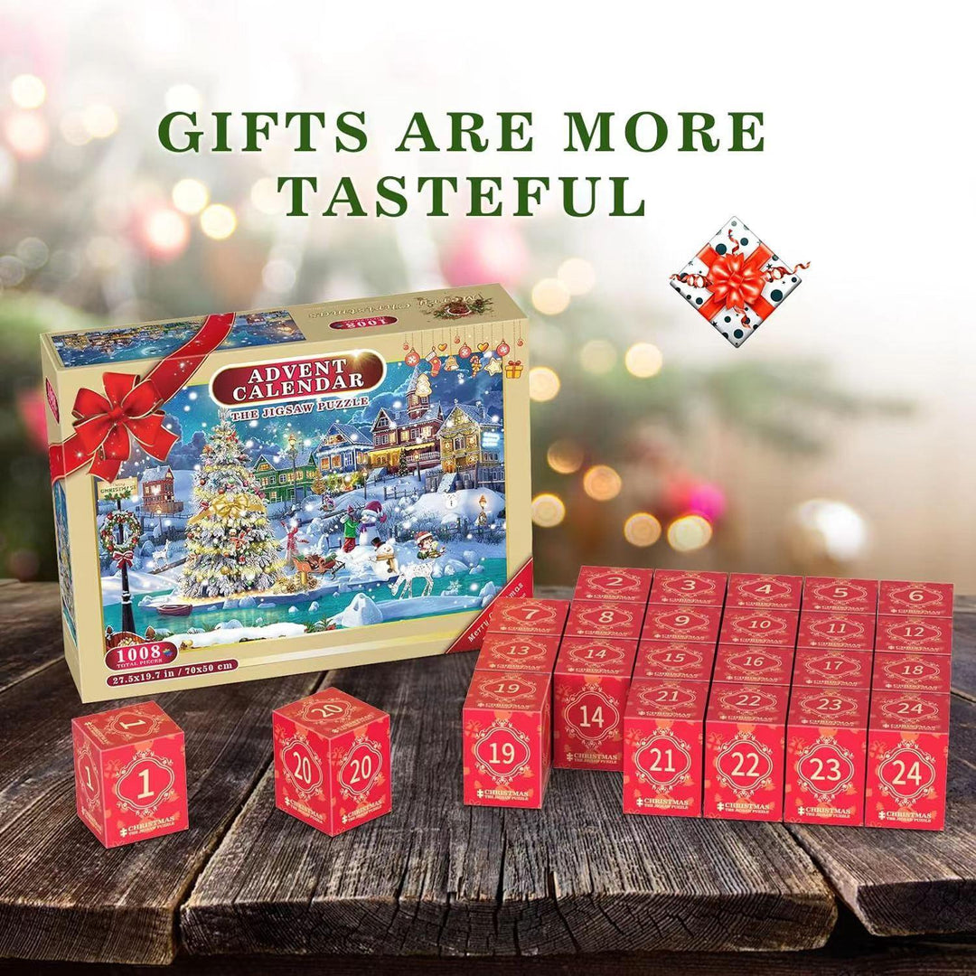 24 Grid Christmas Advent Calendar 1008 Pieces Christmas Puzzle - WOMONA.COM
