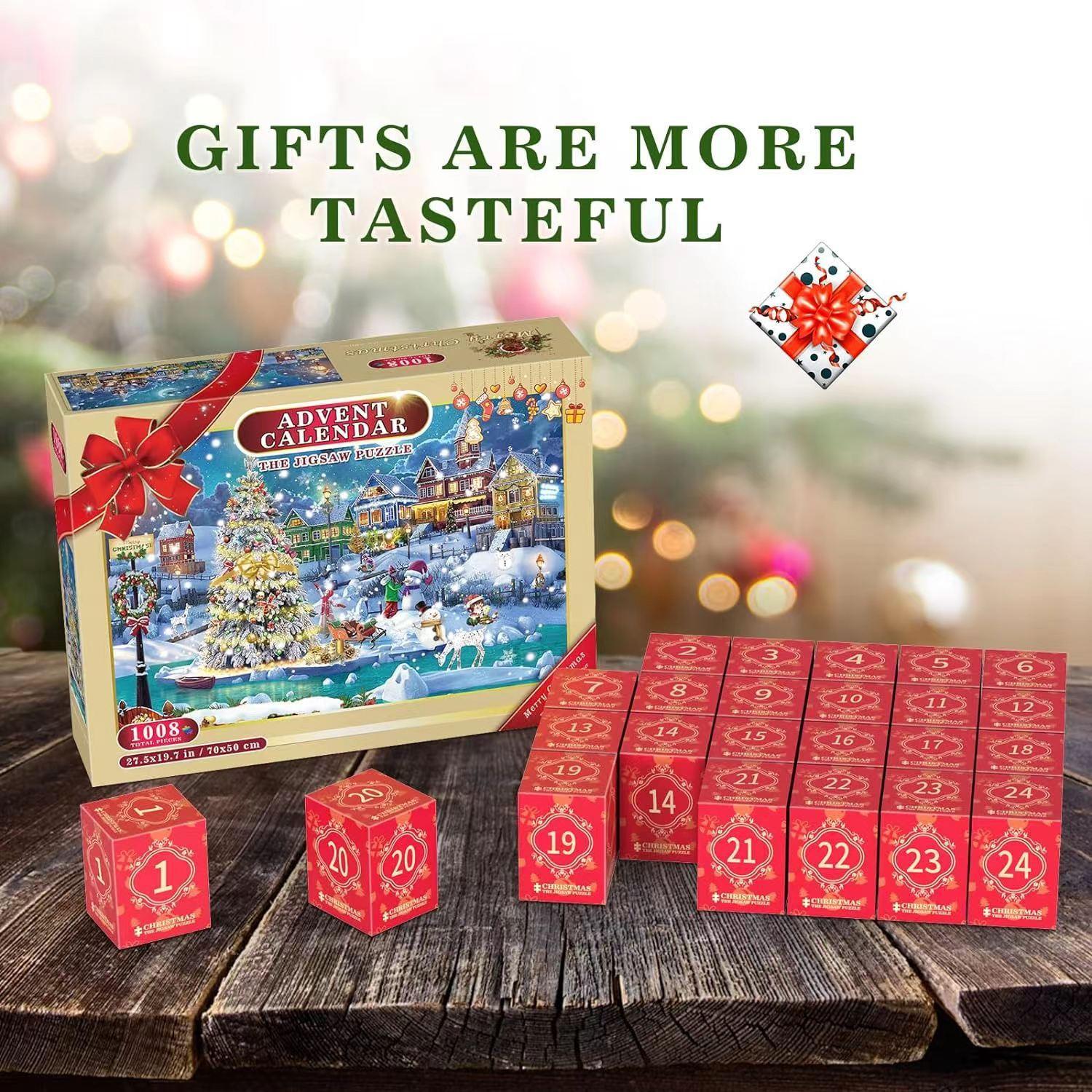 24 Grid Christmas Advent Calendar 1008 Pieces Christmas Puzzle - WOMONA.COM