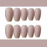 24 pieces of ballet khaki matte false nails - WOMONA.COM