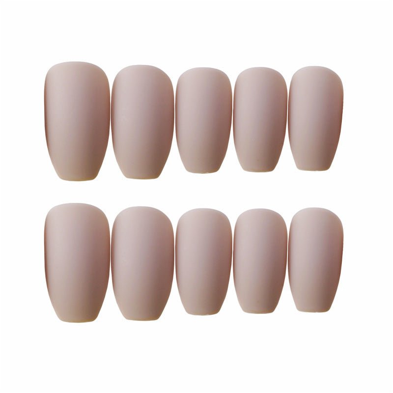 24 pieces of ballet khaki matte false nails - WOMONA.COM