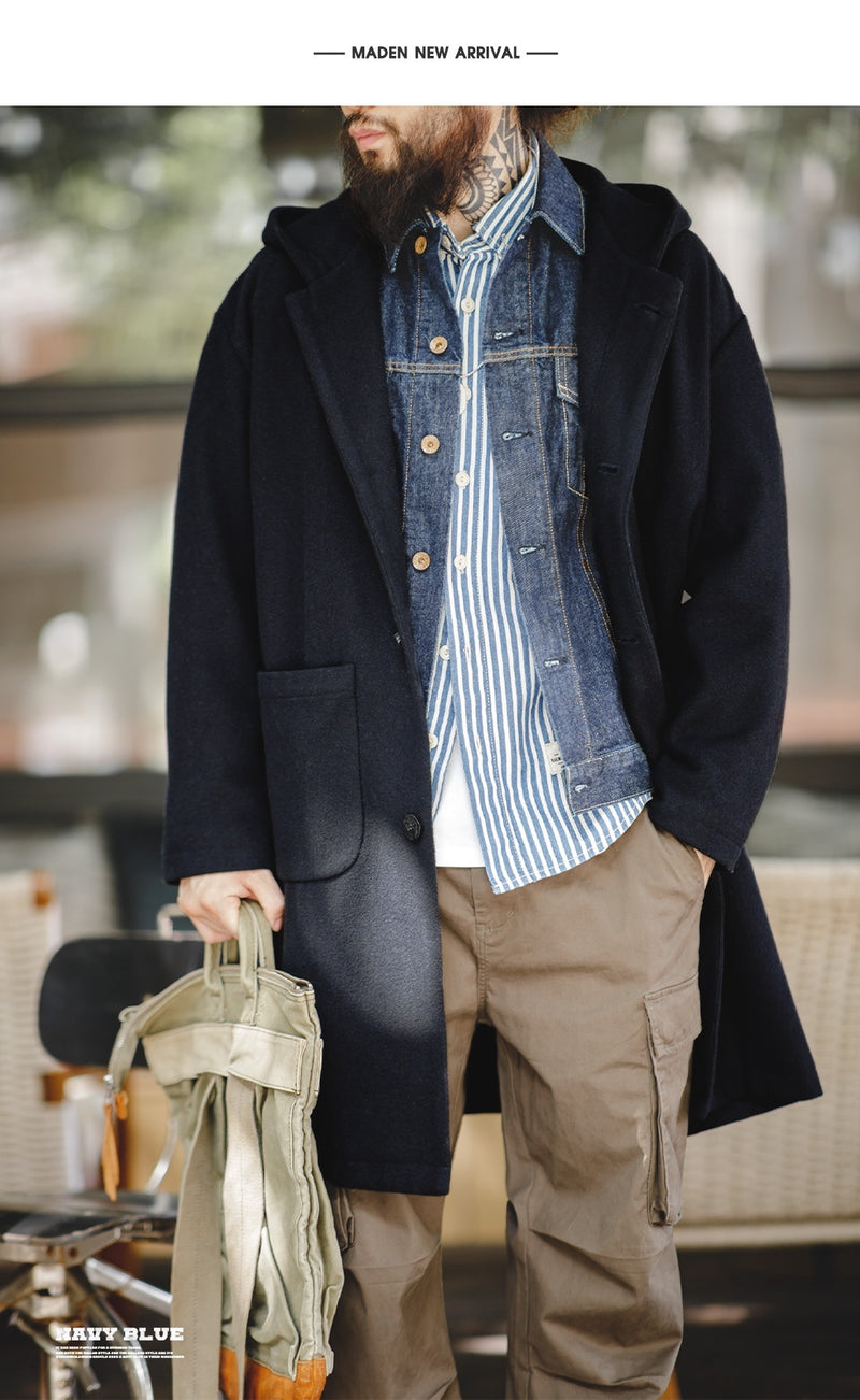 Warm Mid-length Woolen Coat For Men Winter - WOMONA.COM