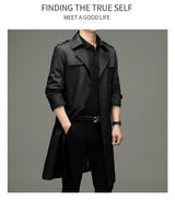 Double Breasted Men's Long Trench Coat - WOMONA.COM