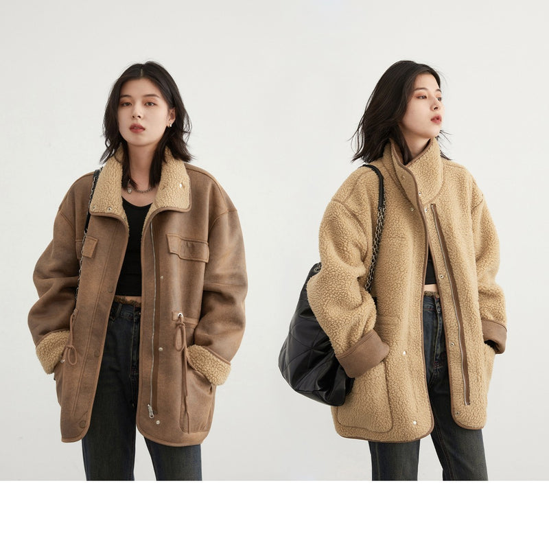 Women's Lamb Wool Reverse Coat - WOMONA.COM