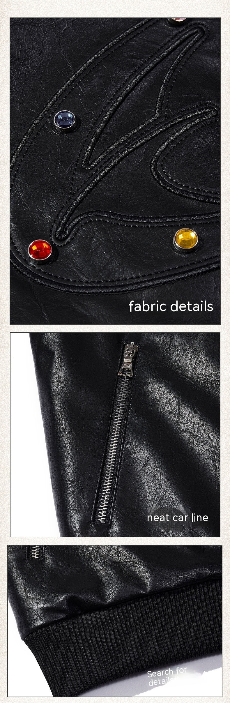 Retro Street Maillard PU Leather Color Rivet Coat - WOMONA.COM