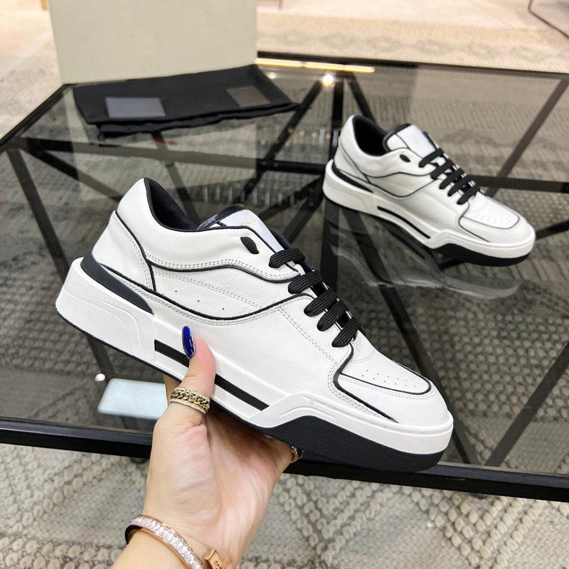 Trendy Breathable Leather Casual Men's  Top Layer Cowhide Winter Lace-up Fashion Sneakers Comfortable