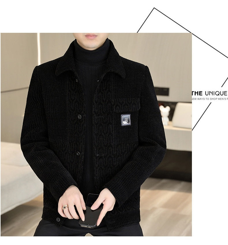 Lapel Short Fleece-lined Padded Jacket