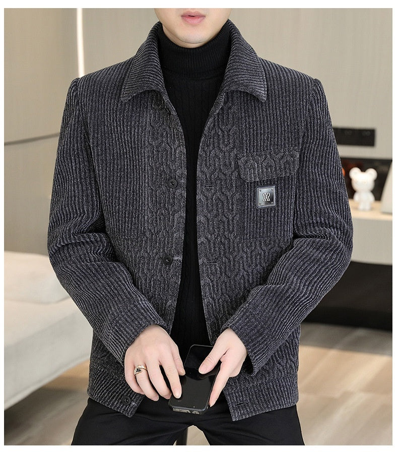 Lapel Short Fleece-lined Padded Jacket