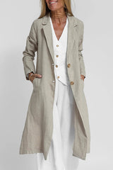 Casual Cotton Linen Suit Collar Pocket Trench Coat