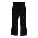 Basic Slightly Flared Split Jeans - WOMONA.COM