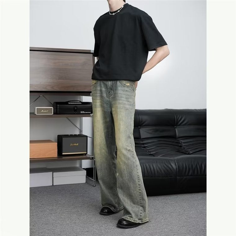 Retro Distressed Wide-leg Jeans For Men - WOMONA.COM