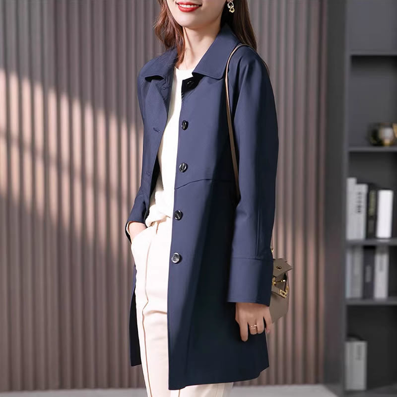 Women's Trench Coat Mid-length Fashionable Elegant Top Coat Overcoat