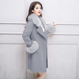 Big Fur Collar Warm Mid-length With Belt Coat