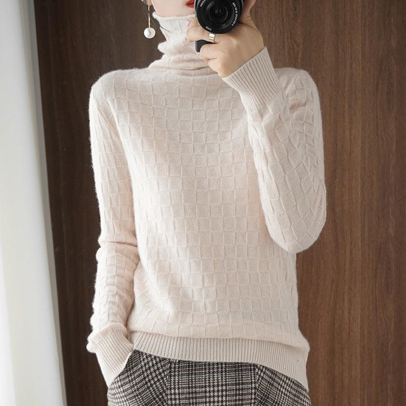 Jacquard Sweater Fashion Solid Color Blouse For Women - WOMONA.COM