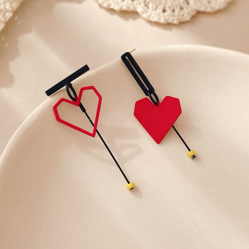 Love earrings female asymmetric - WOMONA.COM